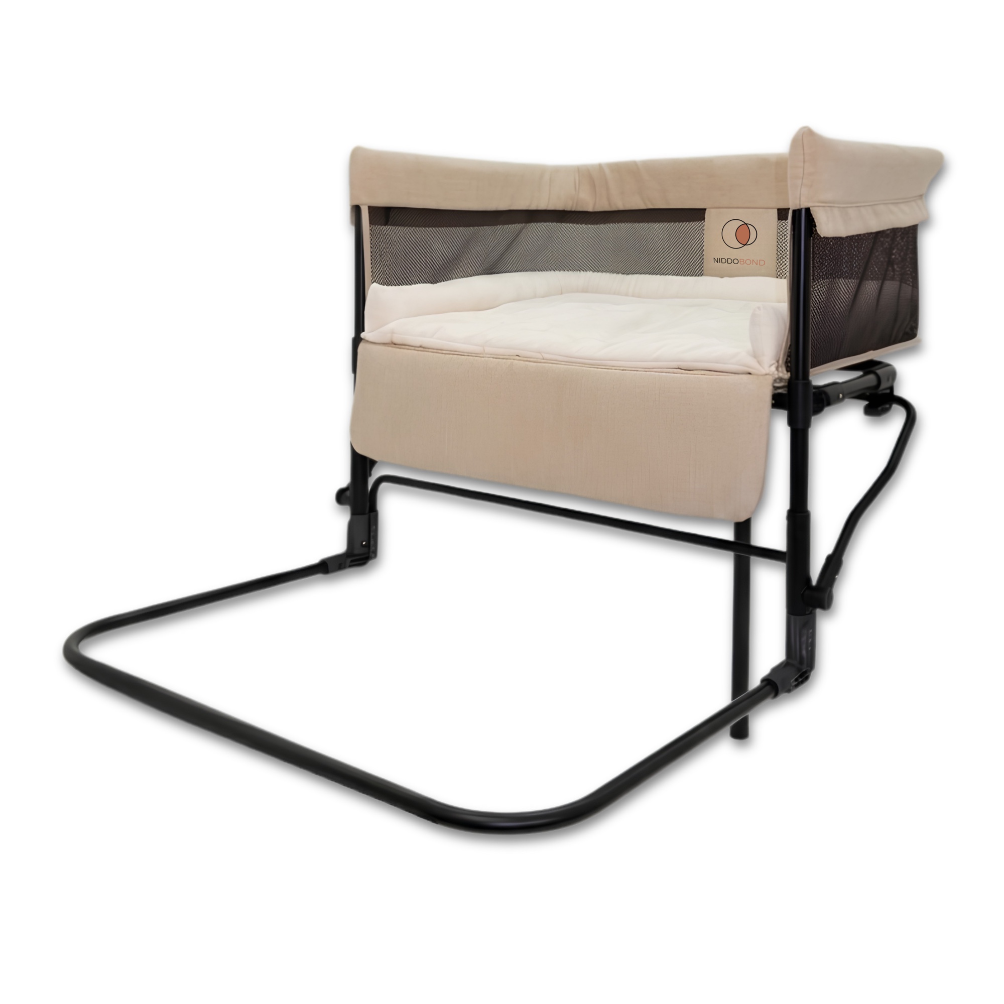Bedside co-sleeper bed — front-left three-quarter view